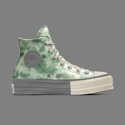 Custom Washed Platform Chuck Taylor All Star High Top Green